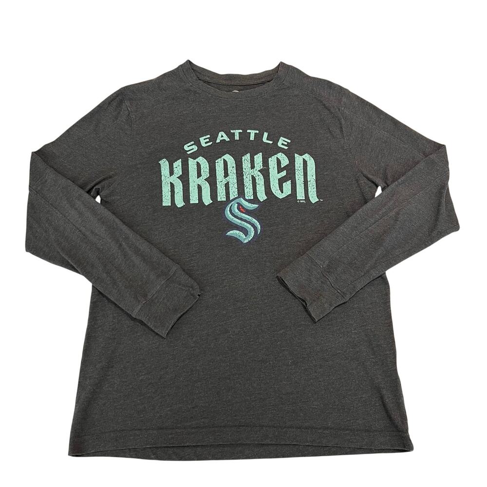 Seattle Kraken NHL Long Sleeve T Shirt Charcoal Gray Sz M